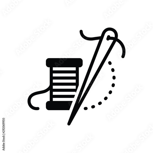 Black solid icon for thread needle