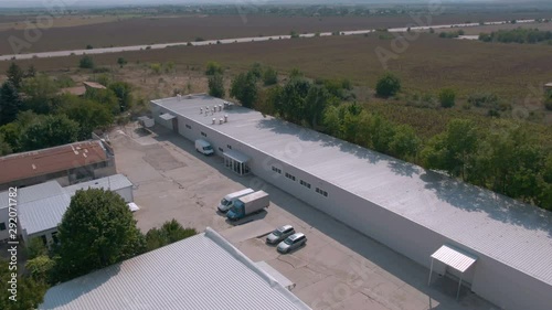 Drone shot of industial unit and warehouse