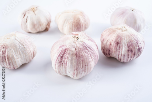 Chinese cooking spice garlic head on white background