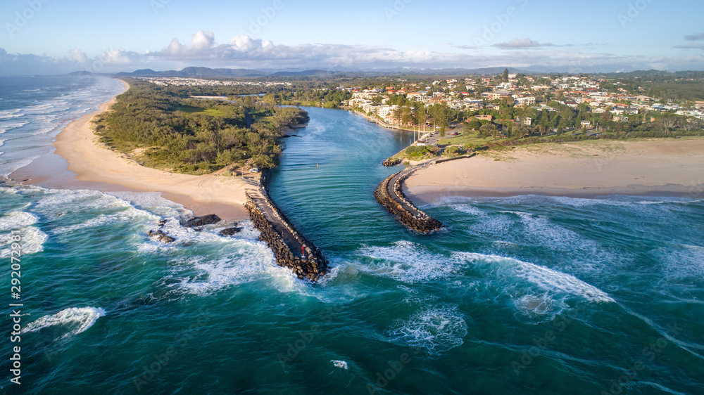 Naklejka premium KIngscliff in Australia view from above. beautiful spectacular view of the holiday destination in New South wales