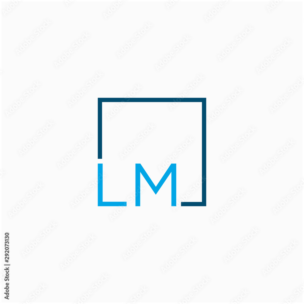 LM Logo design with square frame line art. business consulting concept. studio,room,group icon - vector LM Logo design with square frame line art. business consulting concept. studio,room,group icon - vector