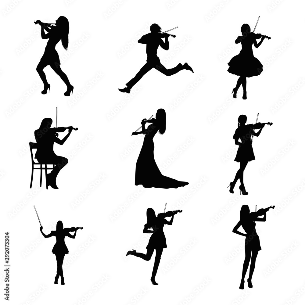 Obraz premium Violinist Silhouettes