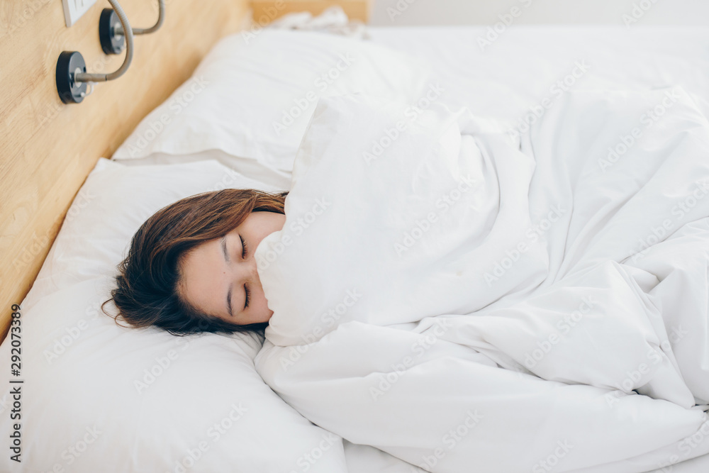 Portrait of young Asian woman sleeping on the bed. Bedding time with comfortable. Portrait of young Asian woman sleeping on the bed. Bedding time with comfortable.