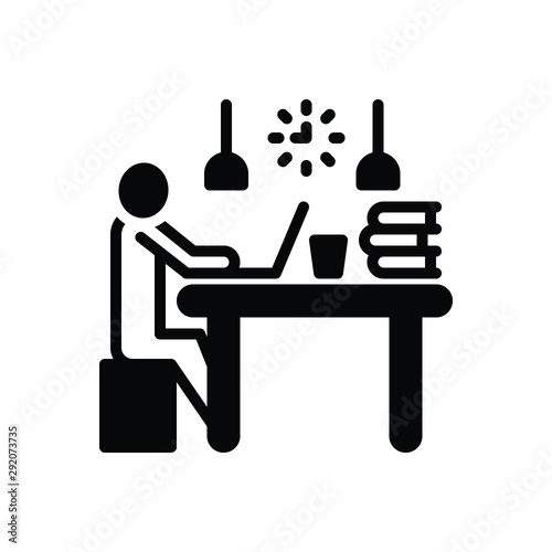 Black solid icon for office 