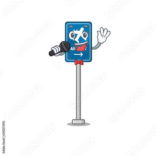Singing airport sign in the character shape