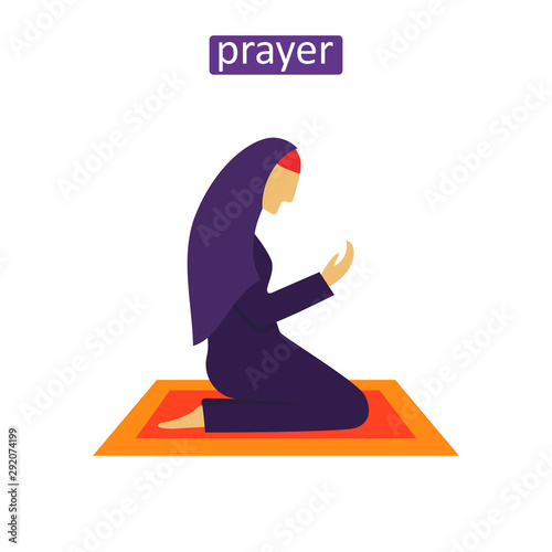 Female prayer icons set.
