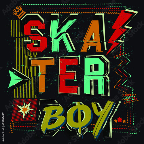 skater boy typography illustration graphic design