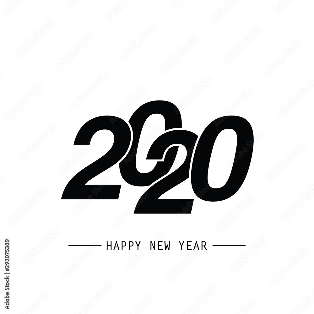 Happy New Year 2020 Text Design. Vector Eps 10