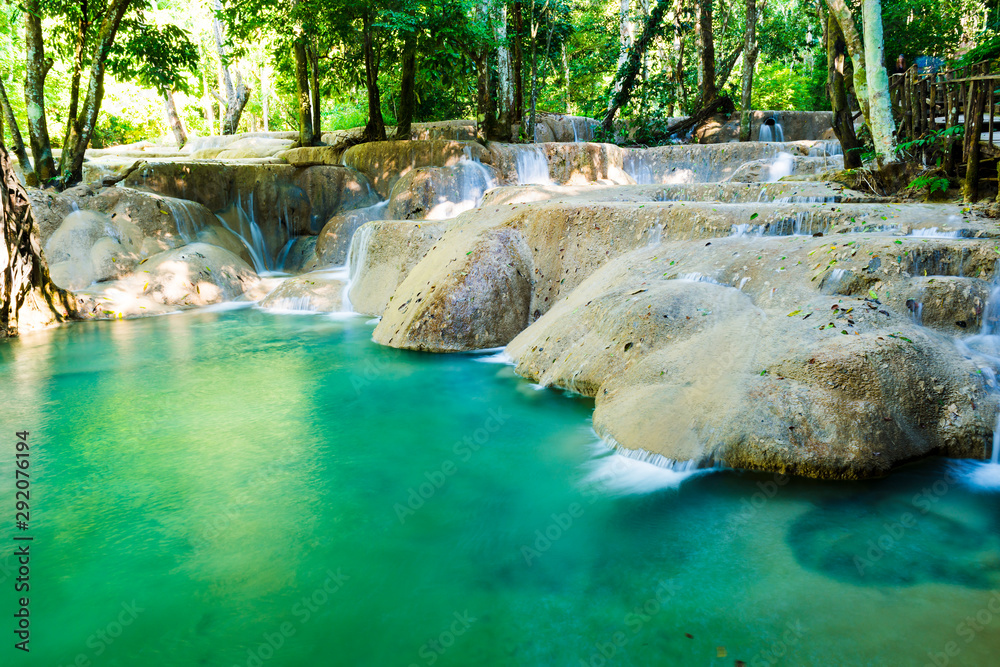 Naklejka premium Tad Kuang Si, A great waterfall in Laung Prabang ,Laos