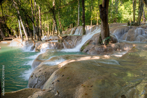 Fototapeta Naklejka Na Ścianę i Meble -  Tad Kuang Si, A great waterfall in Laung Prabang ,Laos