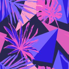 Papier peint photo Style Memphis patrons Floral funky Memphis néon eighties  © Tanya Syrytsyna