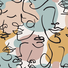 Fototapete Einlinien-Muster Kubistische Linienkunst Geometrische Formen  © Tanya Syrytsyna