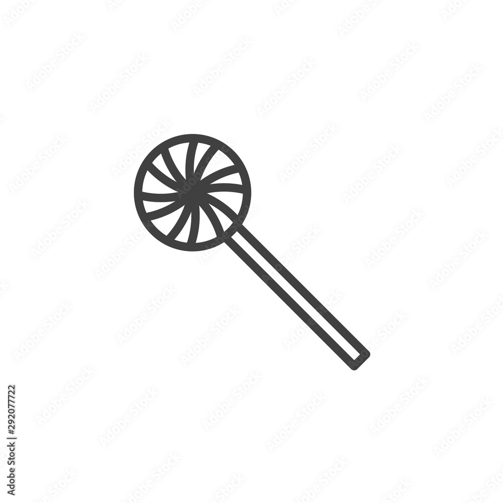 Obraz premium Lollipop candy line icon. linear style sign for mobile concept and web design. Caramel lollipop outline vector icon. Symbol, logo illustration. Vector graphics