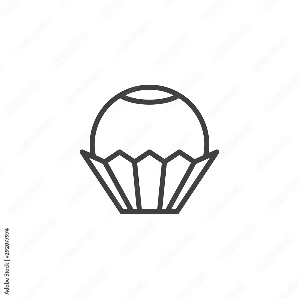 Chocolate candy in wrap line icon. linear style sign for mobile concept and web design. Truffle ball candy outline vector icon. Symbol, logo illustration. Vector graphics