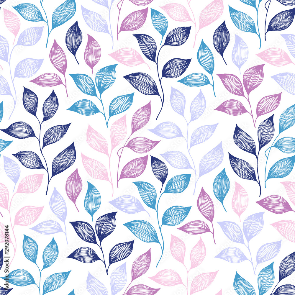 Wrapping tea leaves pattern seamless vector illustration.