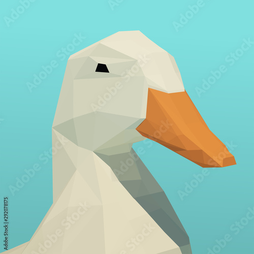 Vector polygonal duck standing in shallow water