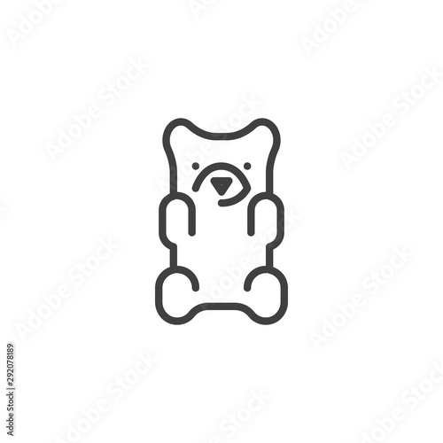 Jelly bear candy line icon. linear style sign for mobile concept and web design. Gummy Bear outline vector icon. Symbol, logo illustration. Vector graphics