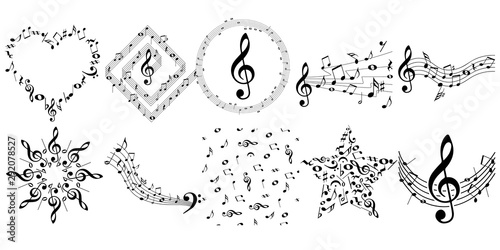 Music note vector set clipart design
