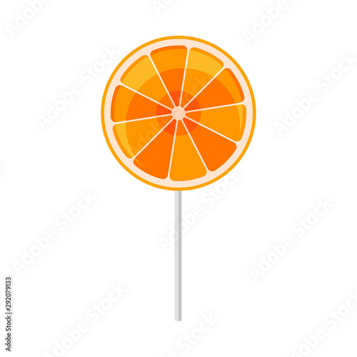 Orange lollipop. Vector illustration on a white background.