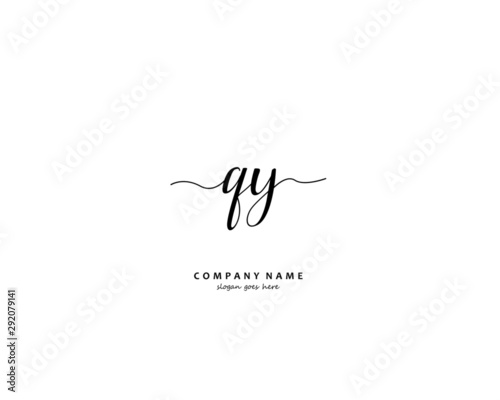  QY Initial handwriting logo vector