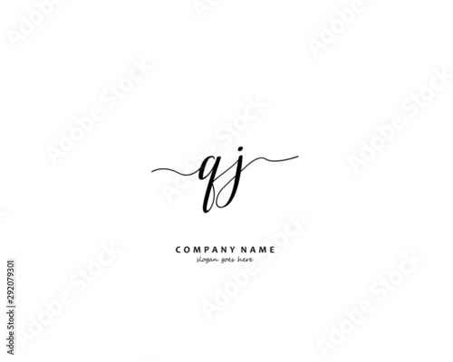  QJ Initial handwriting logo vector