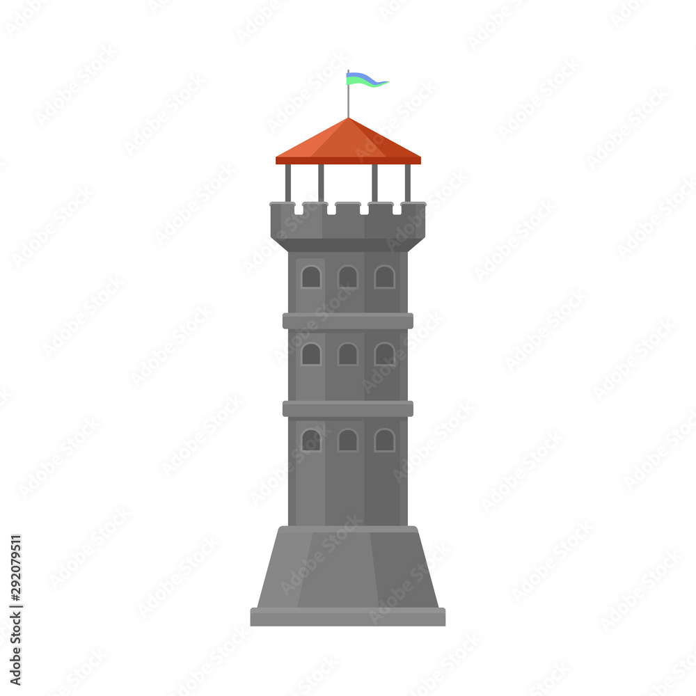 Dark gray watchtower. Vector illustration on a white background. Dark gray watchtower. Vector illustration on a white background.