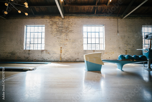 interior vintage bowling alley