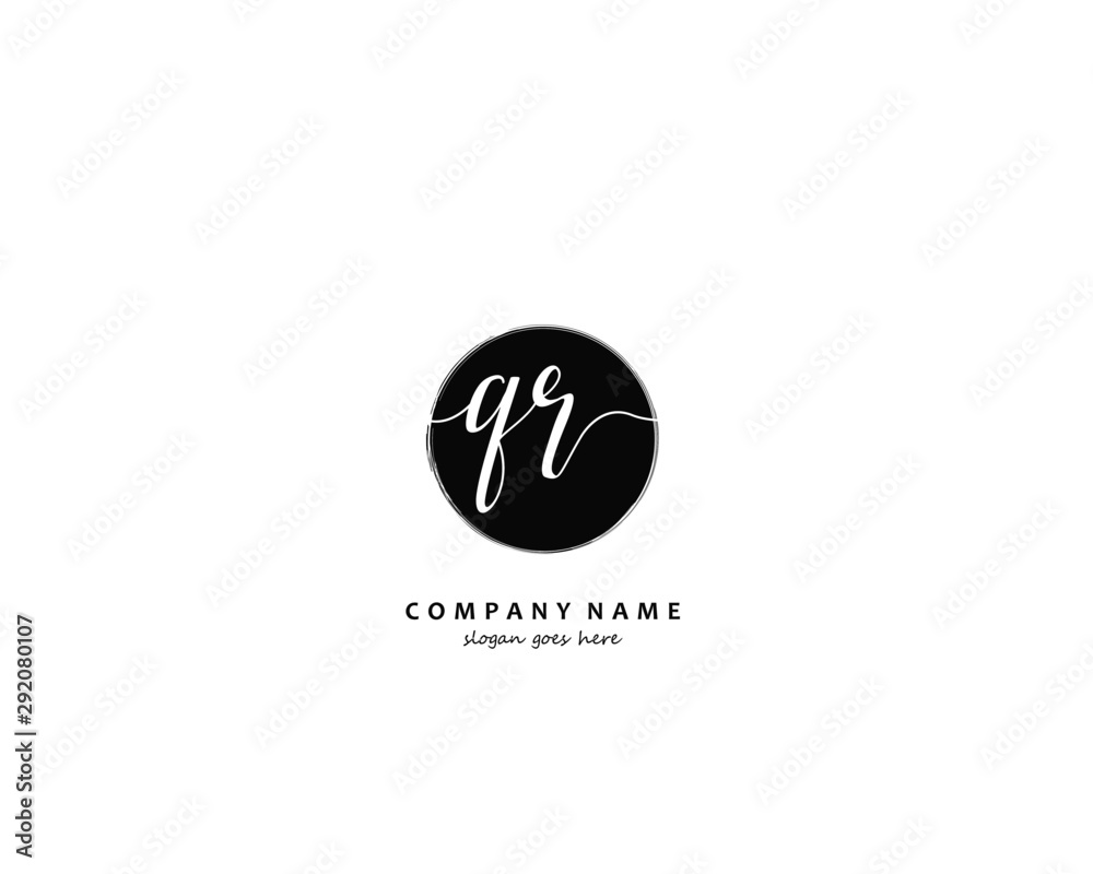 QR Initial handwriting logo vector QR Initial handwriting logo vector