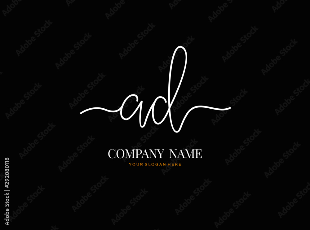 A D AD Initial handwriting logo design with circle. Beautyful design handwritten logo for fashion, team, wedding, luxury logo.
