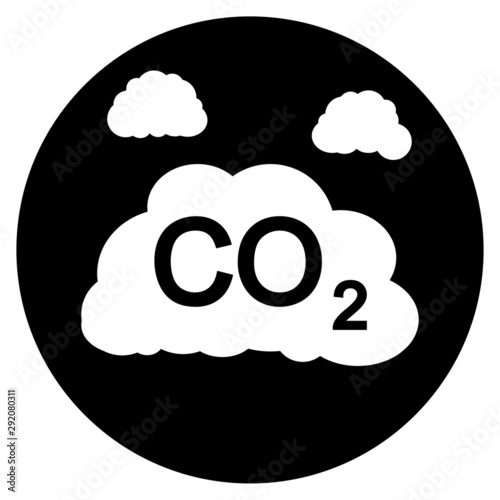 CO2 emissions in cloud vector icon. Carbon dioxide formula illustration symbol. smog pollution sign or logo.