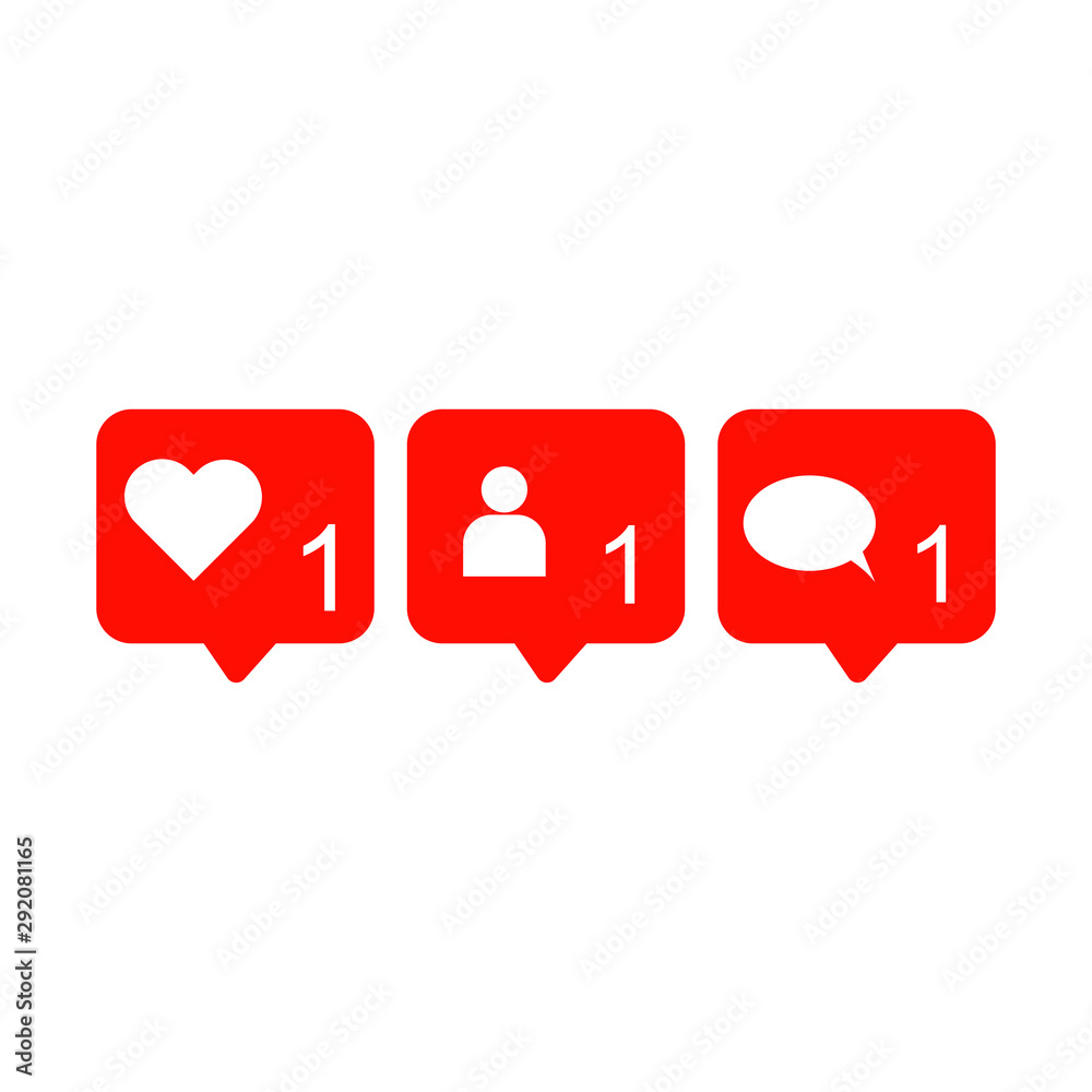 Like icon vector. Follower icon vector. Comment icon vector. Social media. Social network. Notification Icon. Like icon vector. Follower icon vector. Comment icon vector. Social media. Social network. Notification Icon.