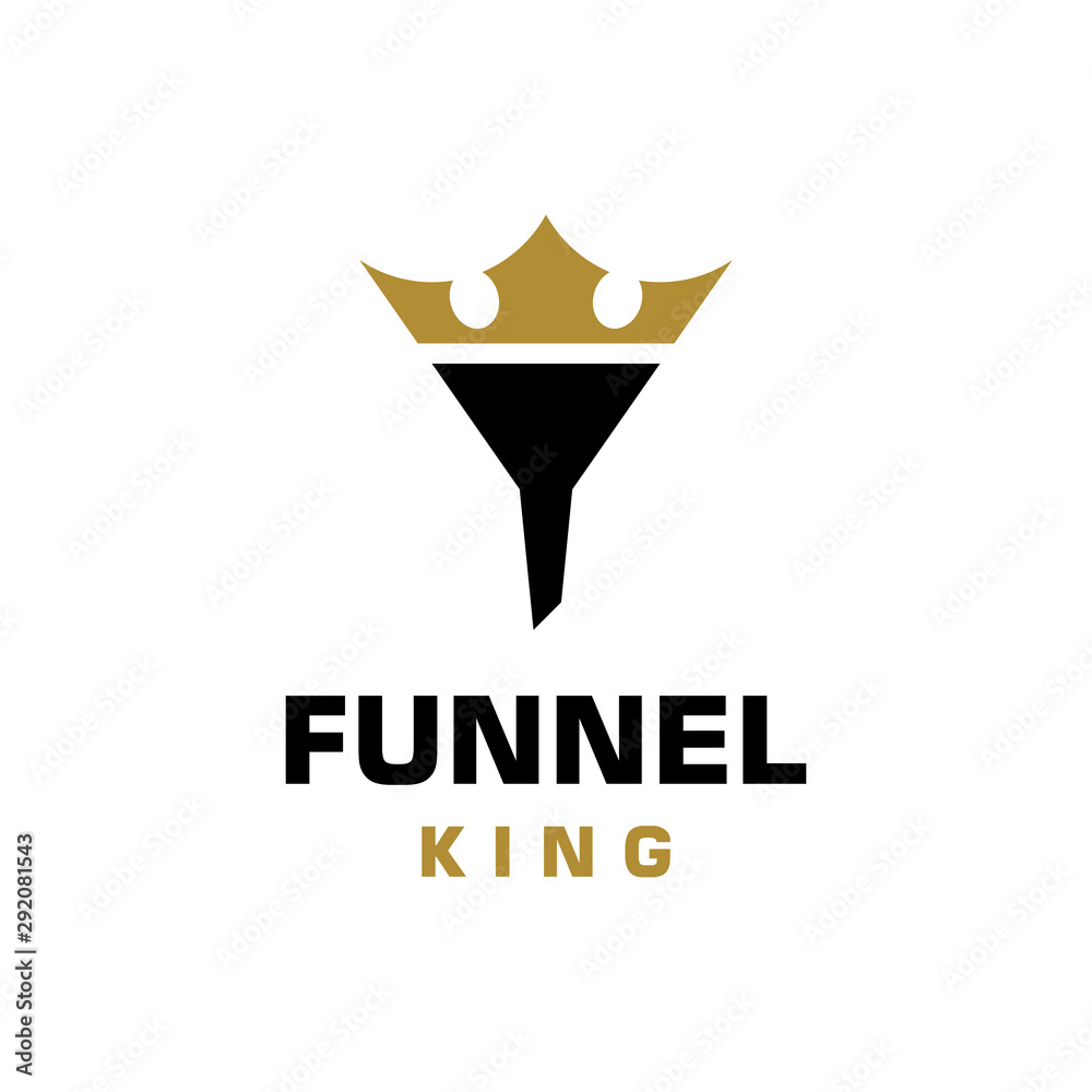 simple and modern funnel king logo design inspiration Stock Vector