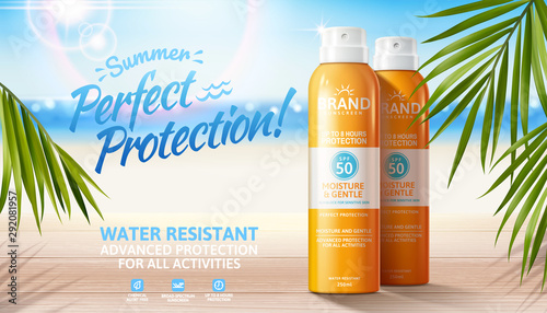 Summer sunscreen spray ads