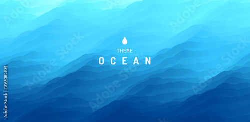 Blue abstract ocean seascape. Sea surface. Water waves. Nature background. Vector illustration for design. © Login