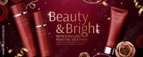 Red skincare set banner ads