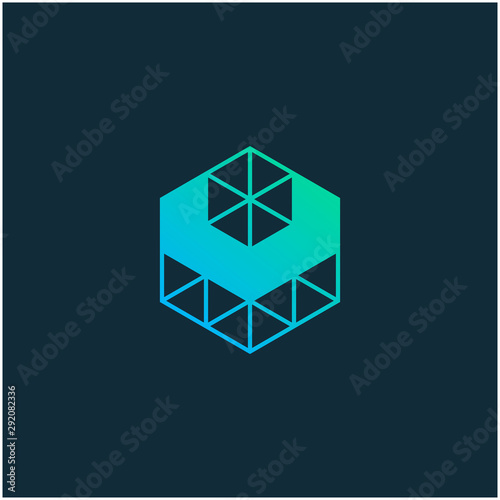 down Arrow hexagon abstract logo design. download icon. Go icon. Delivery icon. Web, Digital, Marketing, Network icon. construction concept. -vector