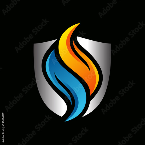 shield water flame logo vector