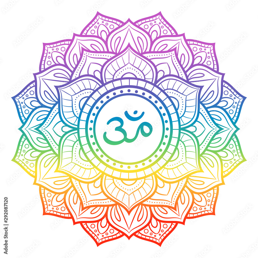 Rainbow mandala, sahasrara crown chakra symbol, decorative ornament, vector  illustration Stock-Vektorgrafik | Adobe Stock