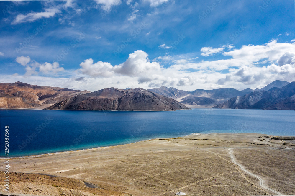 Beautiful landscape of Pangong Lake Pangong Tso Leh Ladakh.