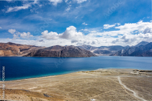 Beautiful landscape of Pangong Lake Pangong Tso Leh Ladakh.