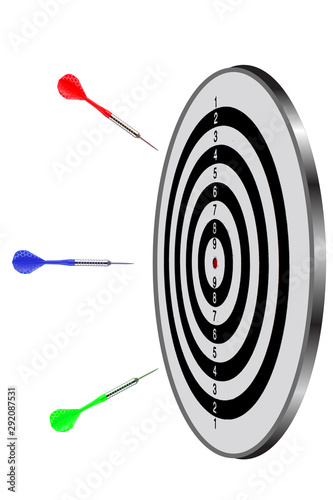 Arrows flying to target from different directions, financial target, business success, marketing stratagy