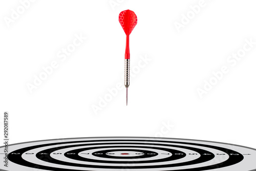 Arrow flying to center of the target successfuly, financial success image, business target image