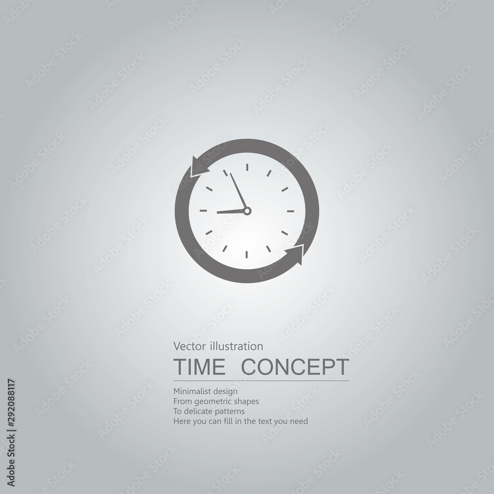Vector drawn clock icon. Isolated on grey background. Vector drawn clock icon. Isolated on grey background.
