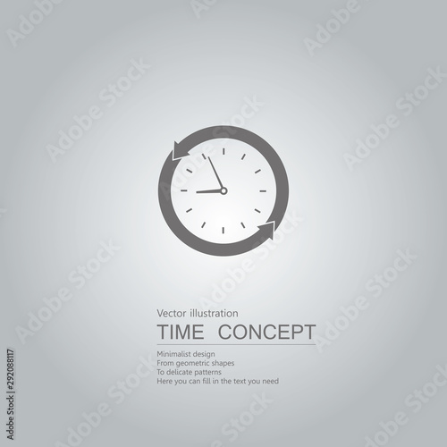 Vector drawn clock icon. Isolated on grey background.