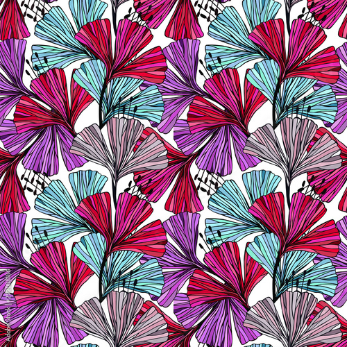  decorative flowers seamless pattern. eps10 vector illustration. hand drawing