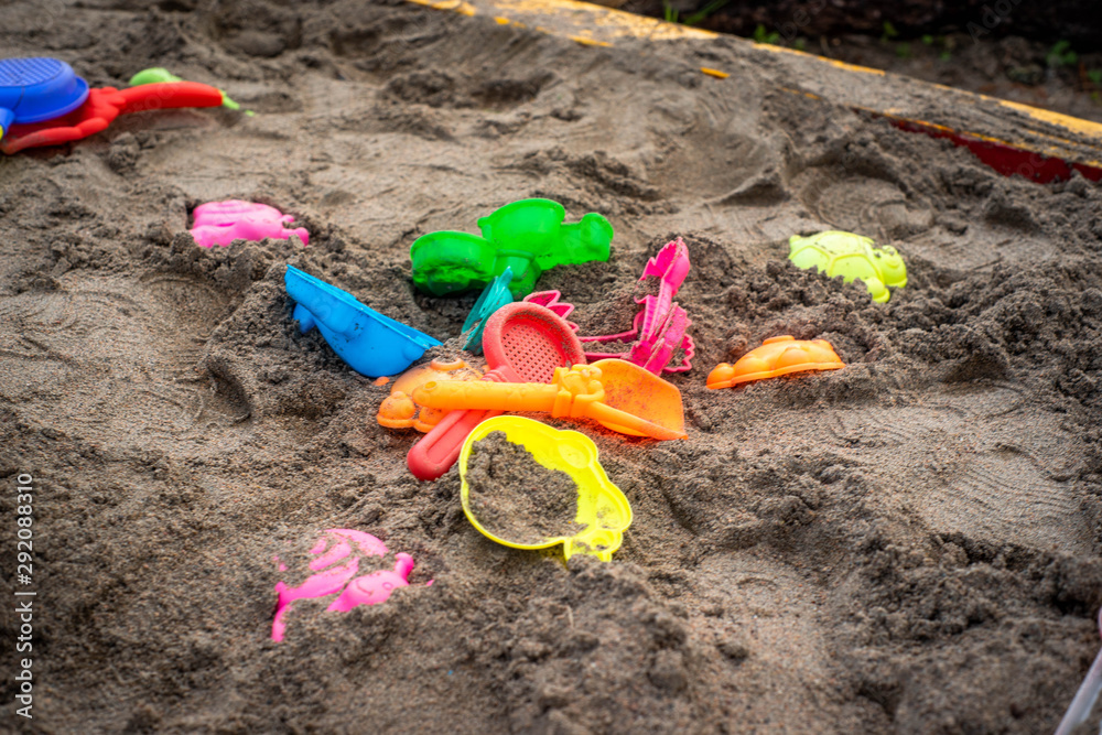 Children's toys in the sandbox Children's toys in the sandbox