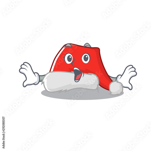 Surprised santa hat character shaped in cartoon