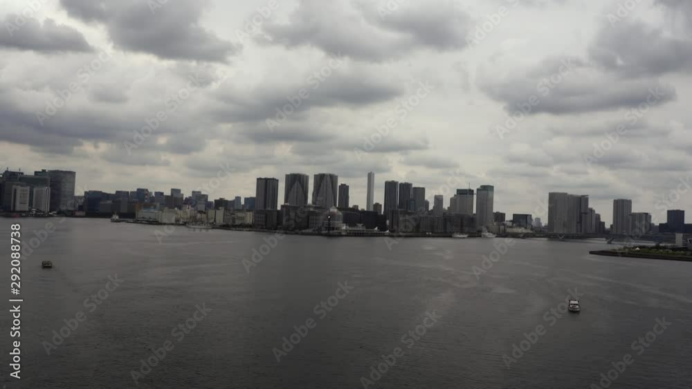 Tokyo bay side area. View from Tokyo rainbow bridge
