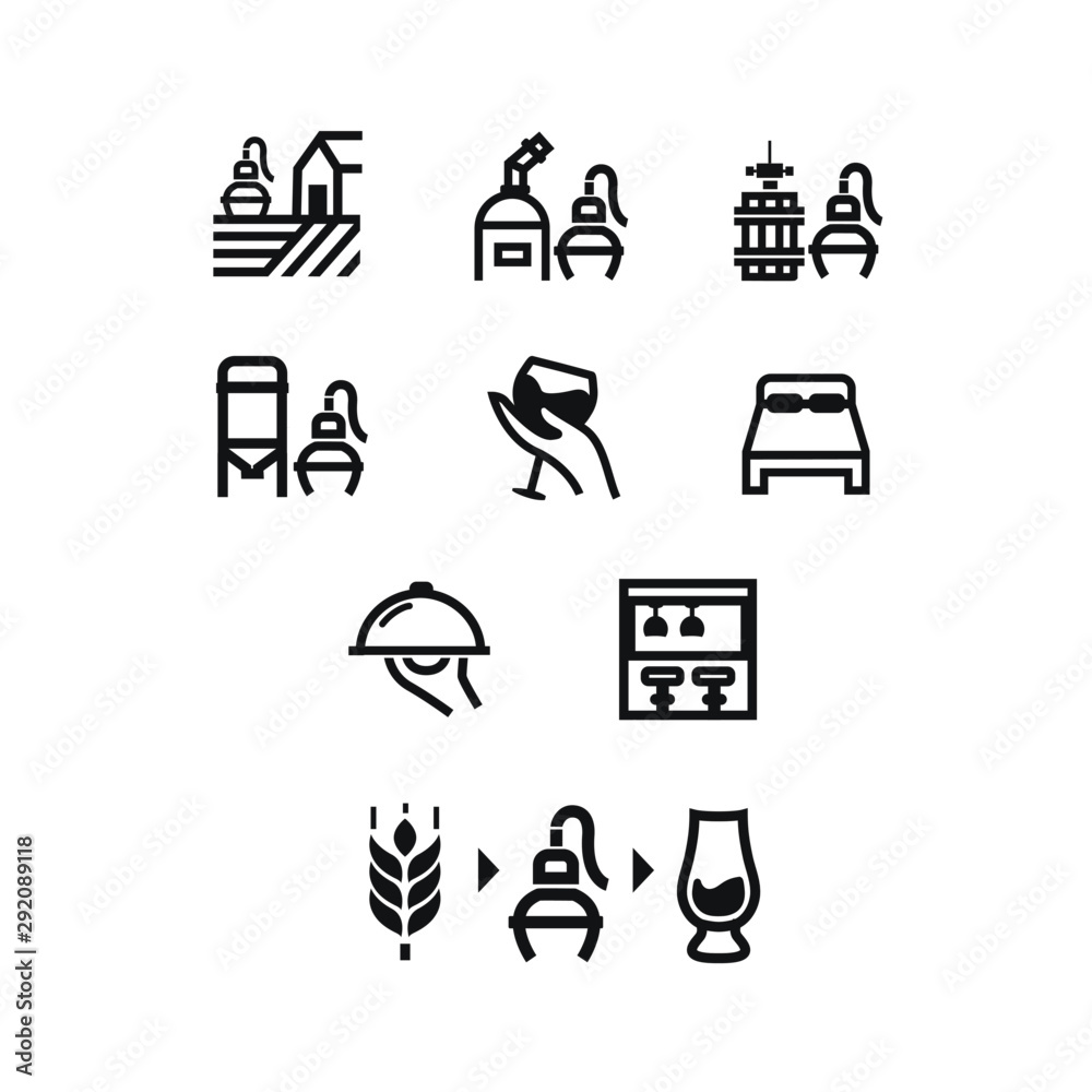 Distilling icon set Distilling icon set