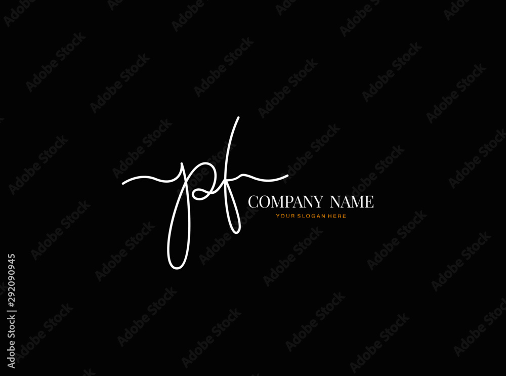 P F PF Initial handwriting logo design with circle. Beautyful design handwritten logo for fashion, team, wedding, luxury logo.